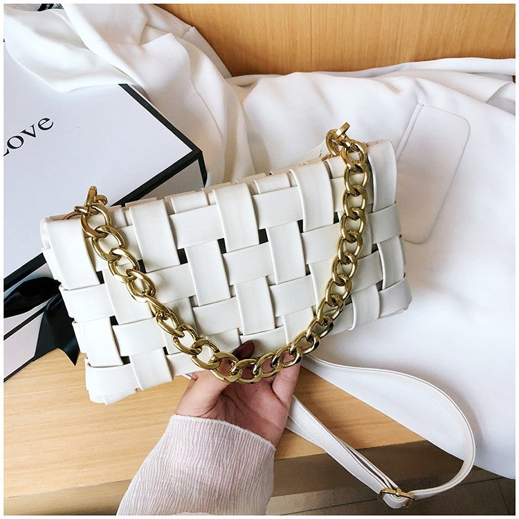 Luxury Weave Women Bags Top Quality Pu Leather Lady Shoulder