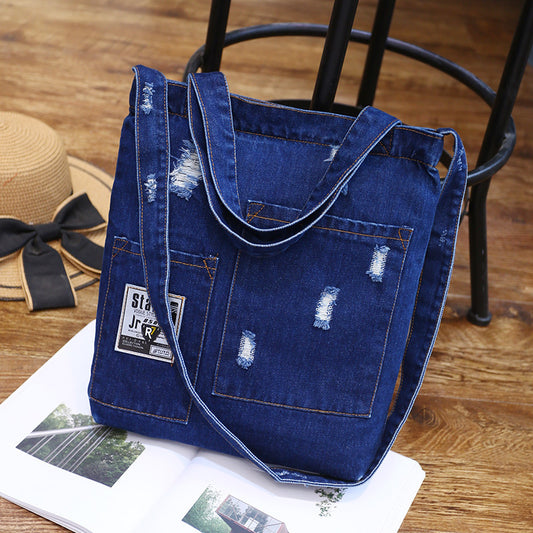 Wholesale new fashion color denim cloth shoulder bags fashion simple dual-purpose Satchel