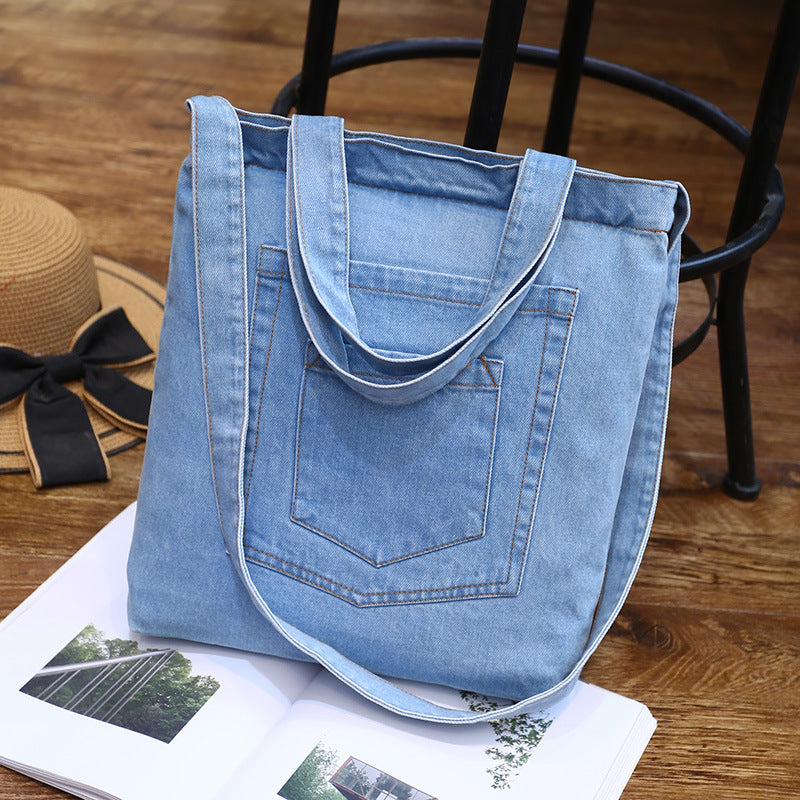 Wholesale new fashion color denim cloth shoulder bags fashion simple dual-purpose Satchel