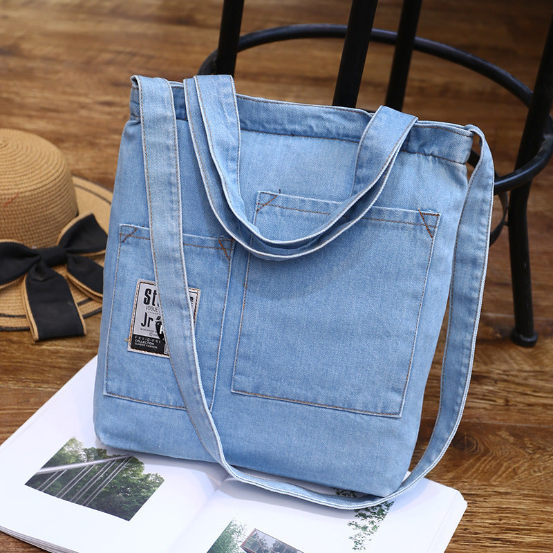 Wholesale new fashion color denim cloth shoulder bags fashion simple dual-purpose Satchel