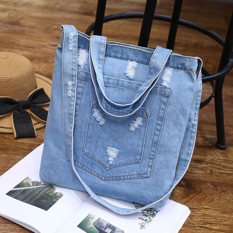 Wholesale new fashion color denim cloth shoulder bags fashion simple dual-purpose Satchel