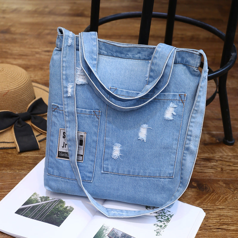 Wholesale new fashion color denim cloth shoulder bags fashion simple dual-purpose Satchel