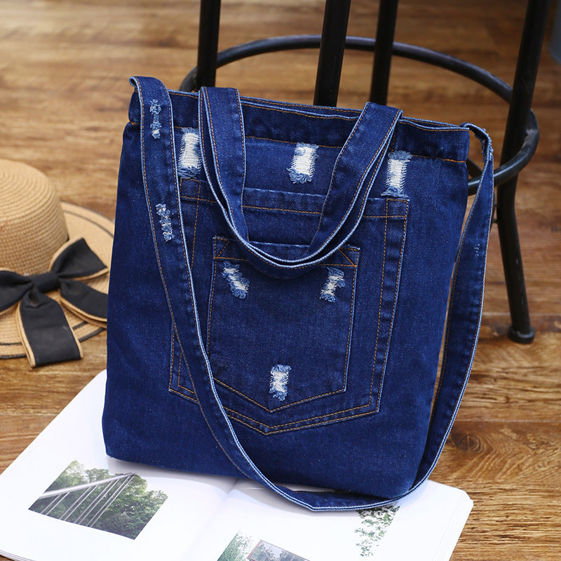 Wholesale new fashion color denim cloth shoulder bags fashion simple dual-purpose Satchel